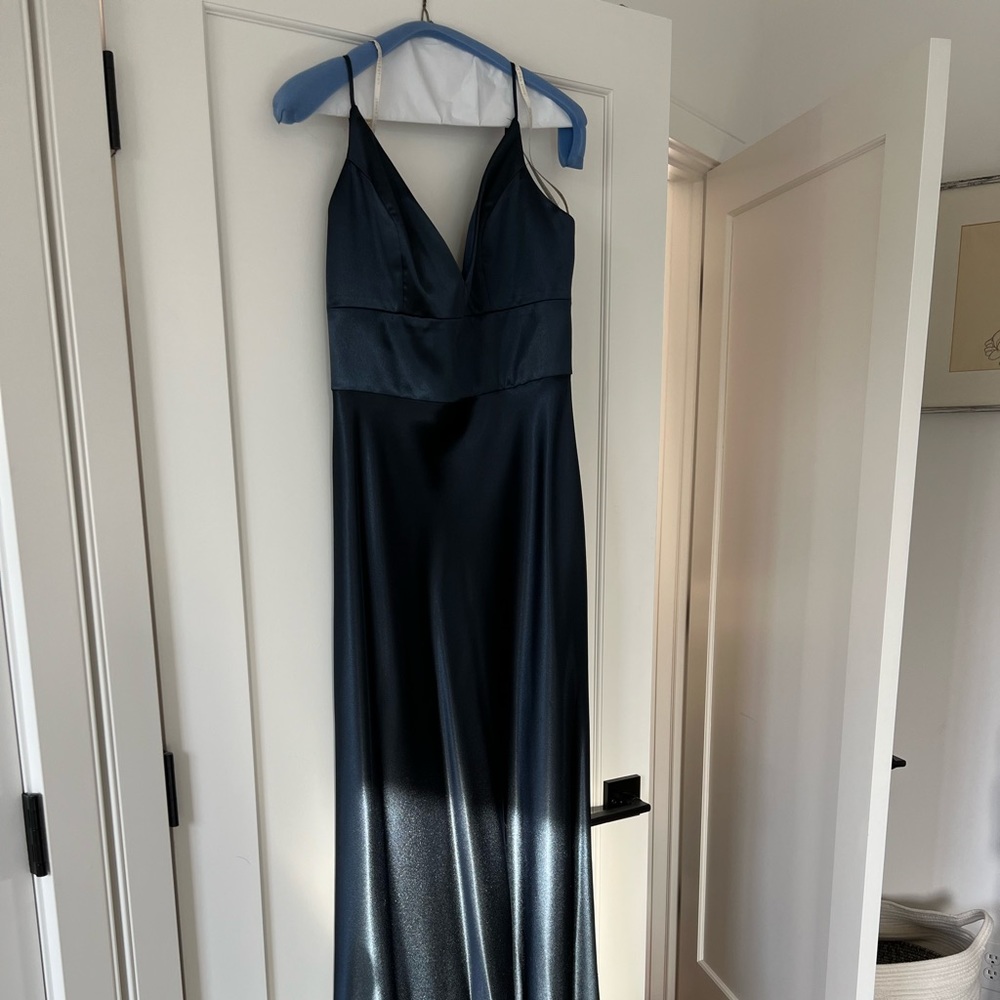 Jenny Yoo floor length dress. Dark blue. Size 10. Worn once.